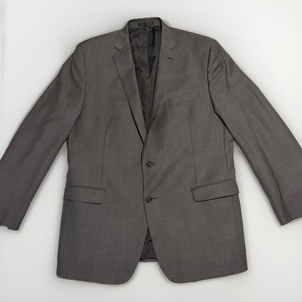 Calvin Klein 100% Wool 2 Button Blazer  Slim Fit 44L Gray Sport Coat
